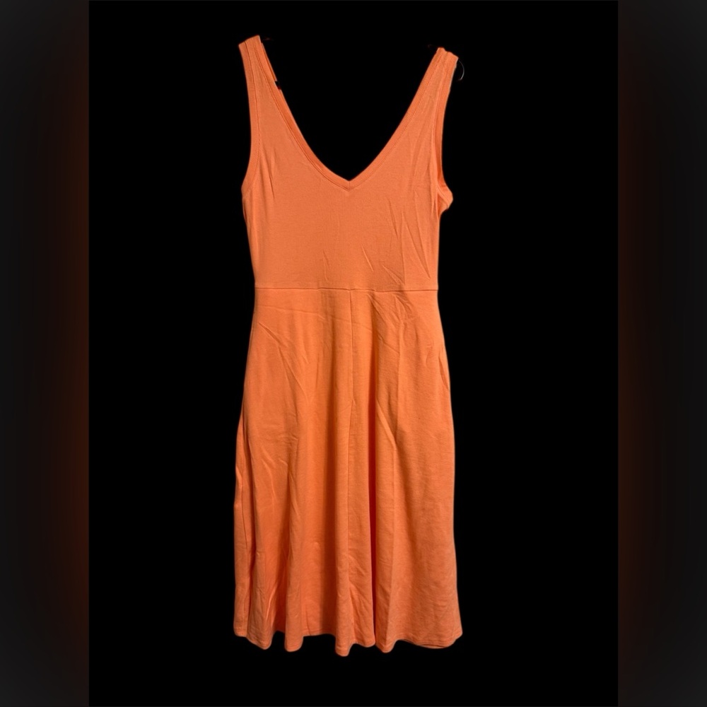 A NEW DAY - Orange Midi Dress with V-Neck